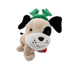 Hallmark Holiday Pup Plush Green Antlers Reindeer Christmas Stuffed Animal